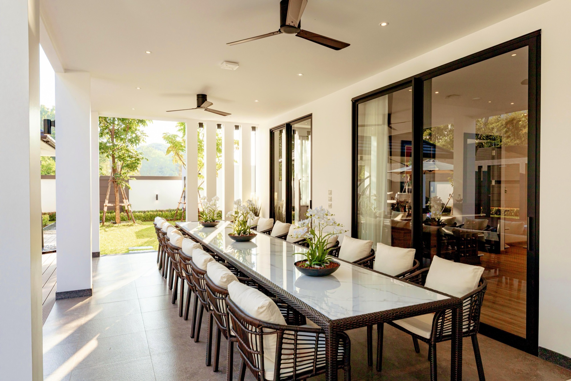 Luxury Pool Villa in Chiang Mai Terrace Long Table