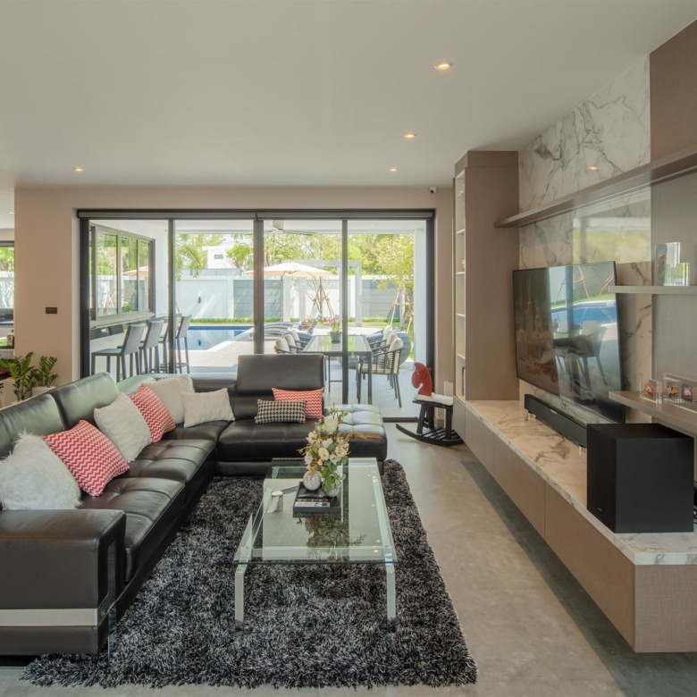 Bright and spacious living room of a Chiang Mai home for sale