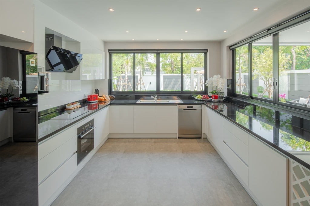 Modern kitchen inside a luxury home for sale in Chiang Mai