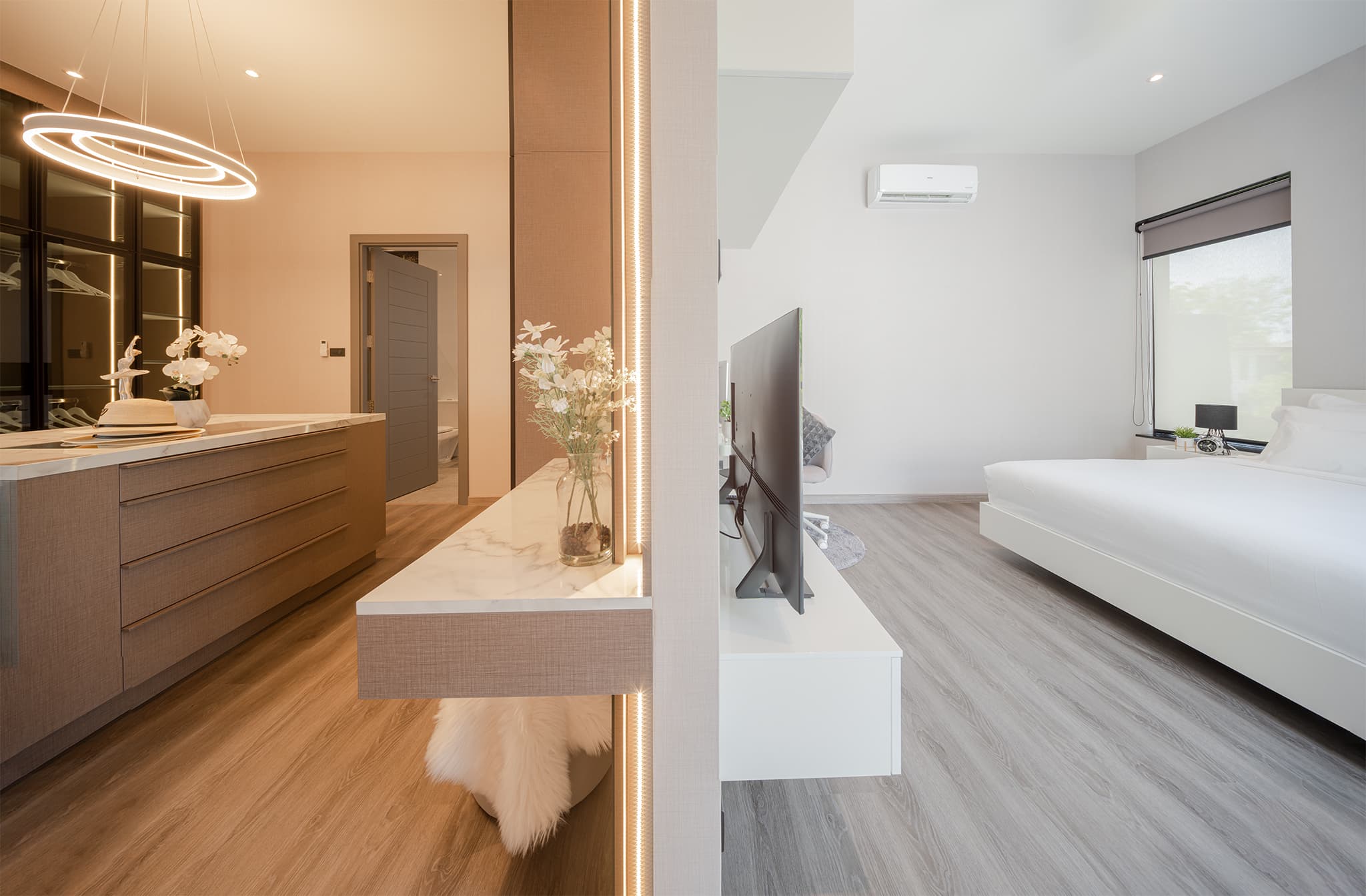 Master bedroom of a mordern home for sale in Chiang Mai